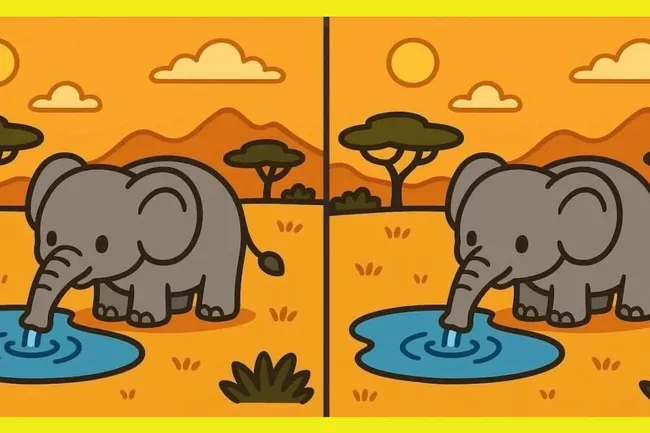 Слоненок на водопое: найдите 3 отличия за 19 секунд