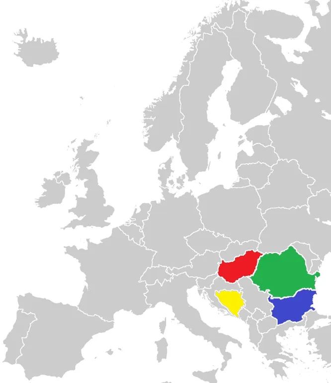 Каким цветом на карте выделена Румыния?