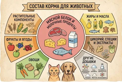 состав корма для кошек и собак: ингредиенты