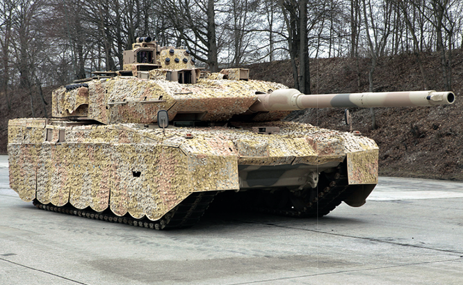 Самая свежая модификация немецкого танка Leopard 2a7, никаких концептуальных изменений: повышено давление и ресурс ствола, обновлены системы управления огнем, системы связи и тепловизоры.