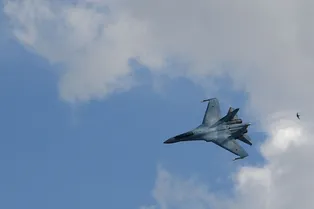 Су-27 жёстко отогнал F-15 от спецборта: видео