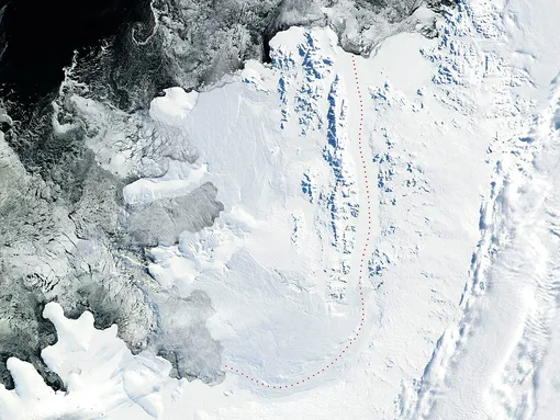 Спутниковый снимок острова Александр Самый большой ледник