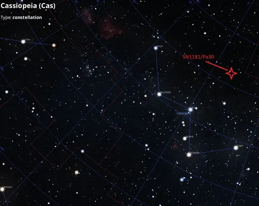 Возможное положение SN 1181 на современном небе. Возможное положение SN 1181 на современном небе.