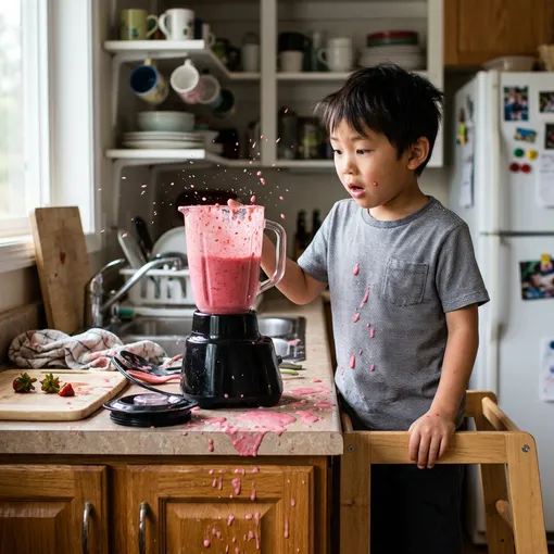 AI image generated kid kitchen blender mashine splash AI image generated kid kitchen blender mashine splash