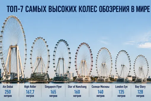 7 самых высоких колес обозрения — в одной инфографике 7 самых высоких колес обозрения — в одной инфографике