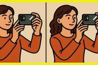 Девушка со смартфоном: найдите 3 отличия между рисунками