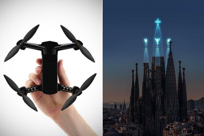 Вот как бы выглядел Собор Святого Семейства и Колизей! Световые модели сделали из квадрокоптеров
