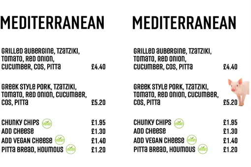 Пример меню