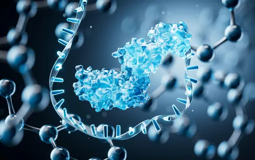 3D-иллюстрация РНК и белка.