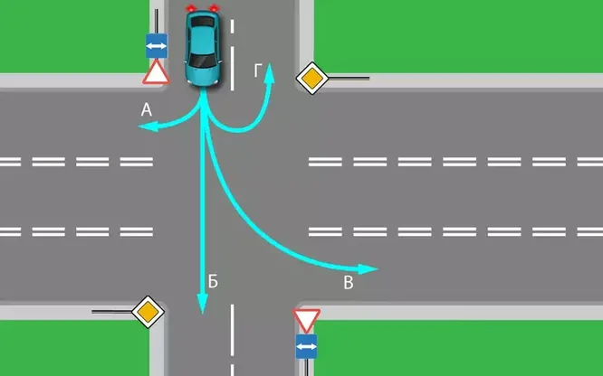 По какой траектории разрешено двигаться автомобилю?