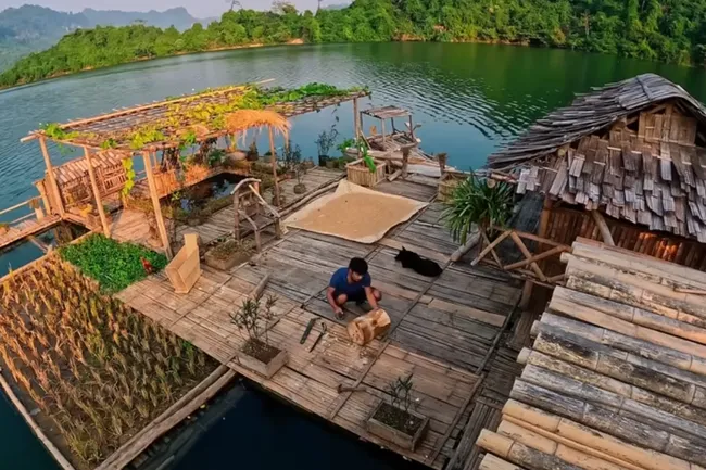 Дауншифтинг на максимум! Вьетнамец в одиночку построил автономную плавучую деревню