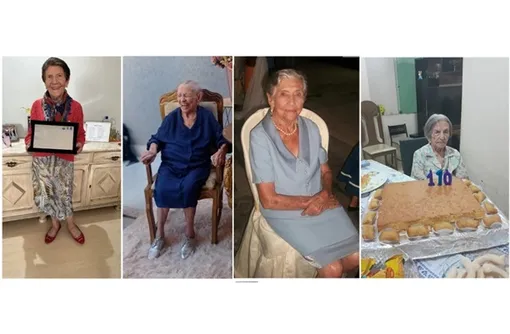 Члены семьи Оливейра. Слева направо сестры: Лаура Оливейра, 106 лет; Фидельсина, 104 года; Мария, 101 год и тетя всех четырех сестер — Джени, 110 лет.