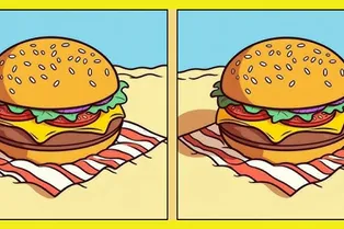 Бургер на пляже: найдите 3 отличия за 25 секунд