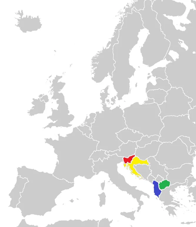 Каким цветом на карте выделена Хорватия?