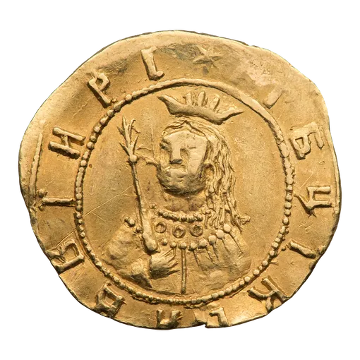 Царевна Софья на золотом в один угорский за Крымский поход 1687 г. Царевна Софья на золотой монете