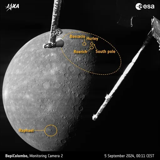 Меркурий. 5 сентября 2024 года во время 4-го гравитационного маневра BepiColombo у этой планеты.