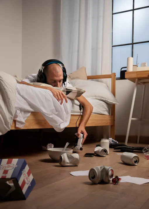 мужчина уснул на диване за игрой мужчина уснул на диване за игрой