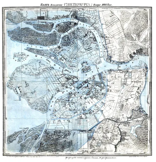 Карта наводнения 1824 года Карта наводнения 1824 года петербург