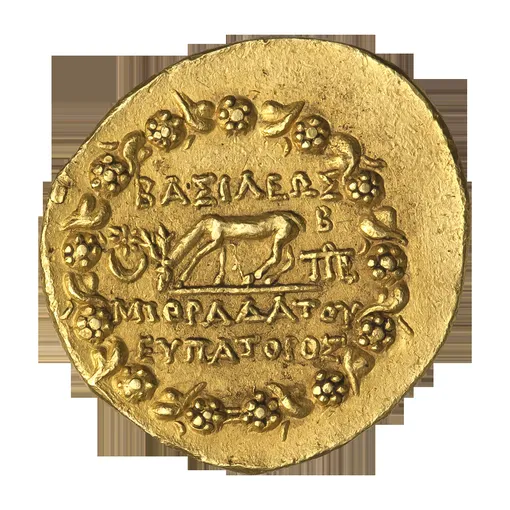 монета с портретом Митридата и рисунком лани