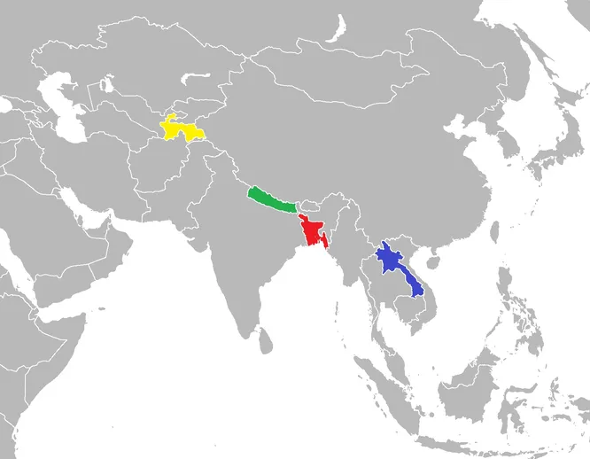 Каким цветом выделен Лаос?