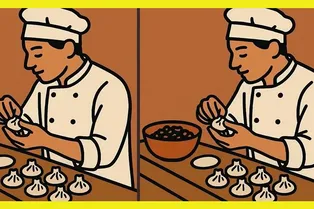 Повар заворачивает хинкали: найдите 3 отличия между картинками