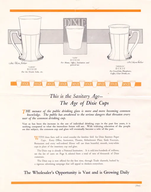 Ранняя реклама одноразовых бумажных стаканчиков. Ранняя реклама одноразовых бумажных стаканчиков.
