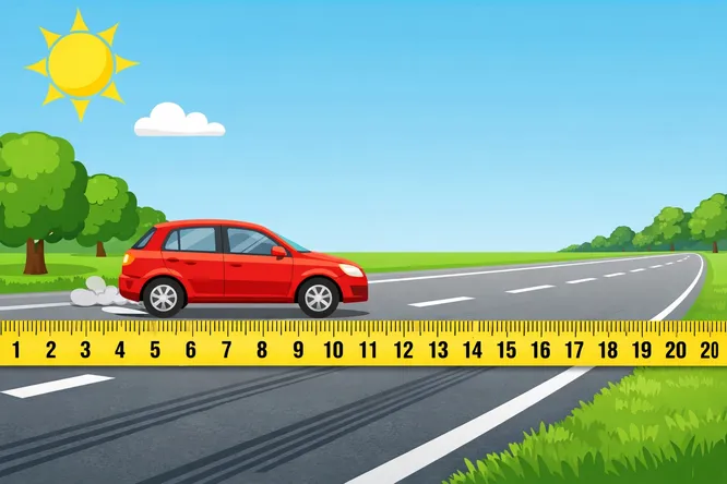 На скорости 60 км/ч тормозной путь на сухом асфальте примерно равен 17–23 м. Каким он будет на 120 км/ч?