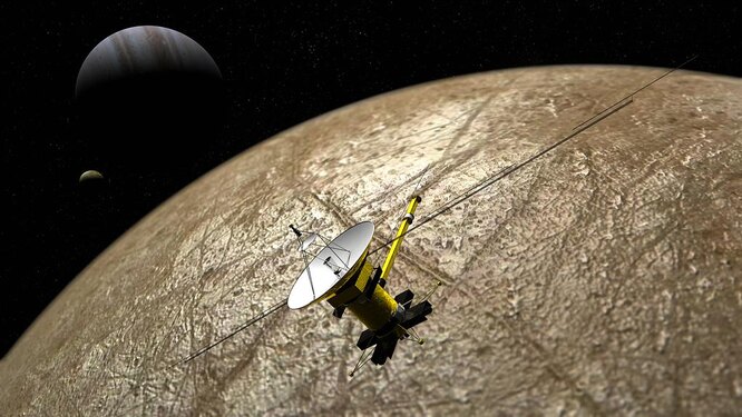 Europa Clipper. Благодаря миссии Вояджера в 1979 году мы узнали, что подо льдом одного из спутников Юпитера – Европе – находится огромный океан. А там где есть столько жидкой воды, возможна жизнь. Europa Clipper отправится в полёт в 2025 году, оборудованный мощным радаром, способным заглянуть глубоко под лёд Европы.