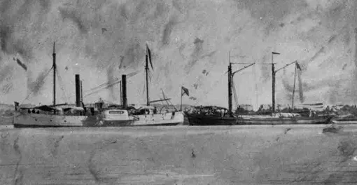 Пароход «Перовский» у порта Кынгирата. Аральское море теперь
