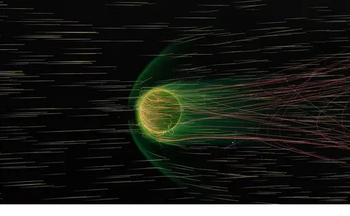 Марс, летящий сквозь солнечный ветер. Марс, летящий сквозь солнечный ветер.