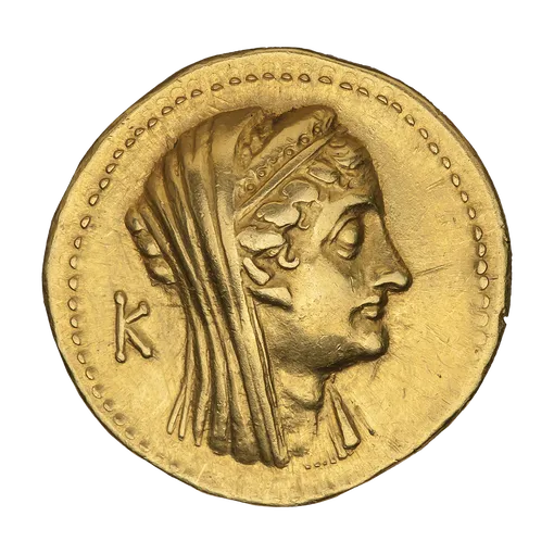 Арсиноя II на тетрадрахме правления Птолемея VI, Птолемея VIII (180—116 гг. до н.э.) Арсиноя II на монете