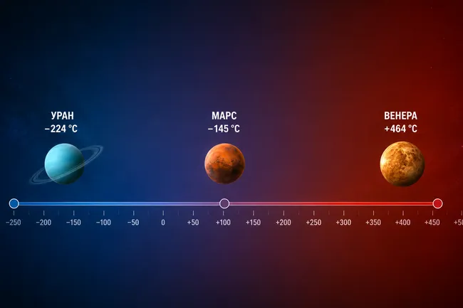 Планеты Солнечной системы от самой горячей к самой холодной: инфографика