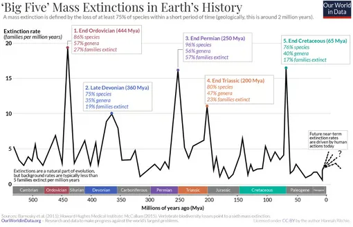 Диаграмма статистики пяти массовых вымираний
