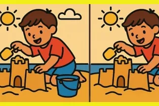 Мальчик на пляже: между двумя рисунками есть три отличия. Проверите свою внимательность? Мальчик на пляже: между двумя рисунками есть три отличия. Проверите свою внимательность?