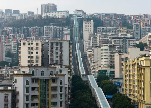 Система эскалаторов «Богини Ушань» в Чунцине, Китай