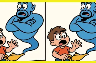 Мальчик и джинн: сможете найти отличия между двумя рисунками?