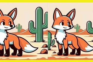 Лисичка в пустыне: заметите ли вы 3 отличия между рисунками?