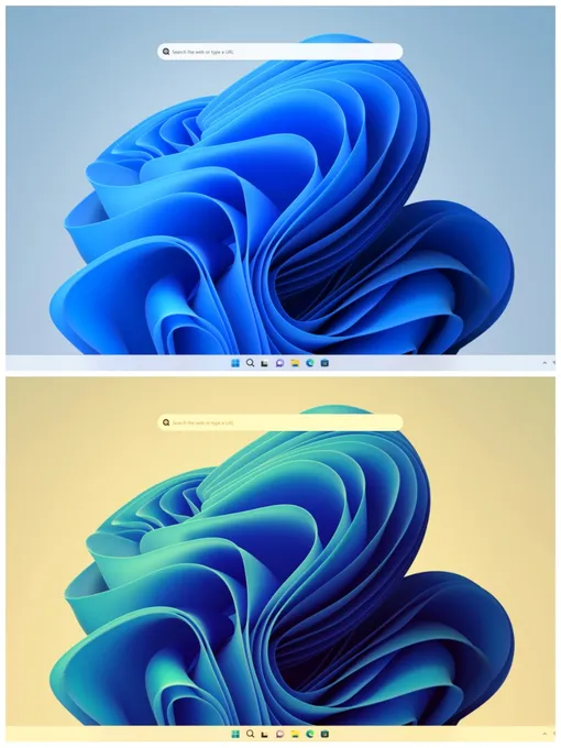 Примерно так выглядит экран без фильтра синего света и с ним Как выглядит фильтр синего света