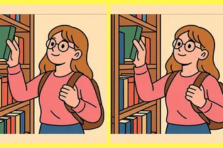 Девушка в библиотеке: лишь единицы способны найти три отличия между картинками за 15 секунд, удастся ли вам?