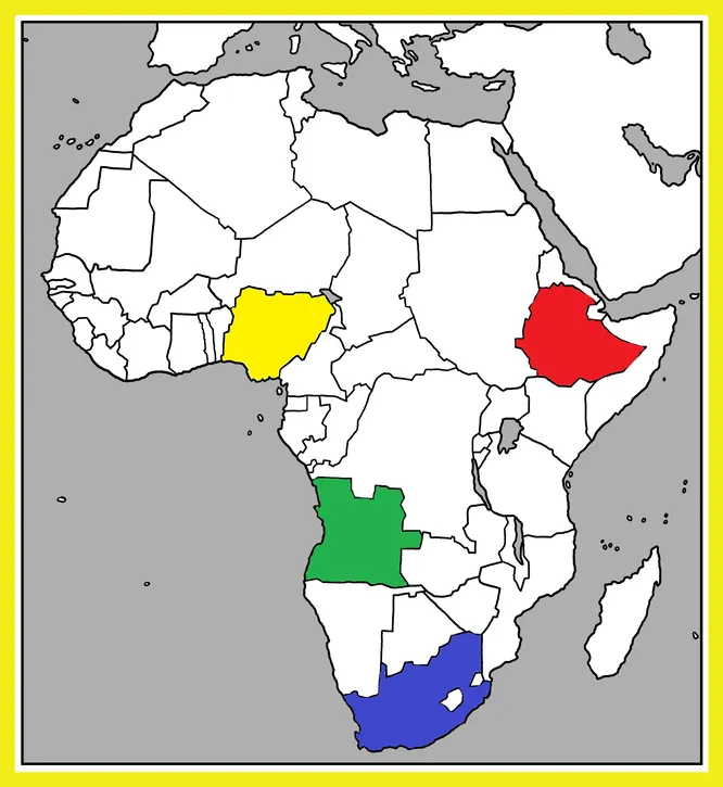 Каким цветом на карте выделена Эфиопия?
