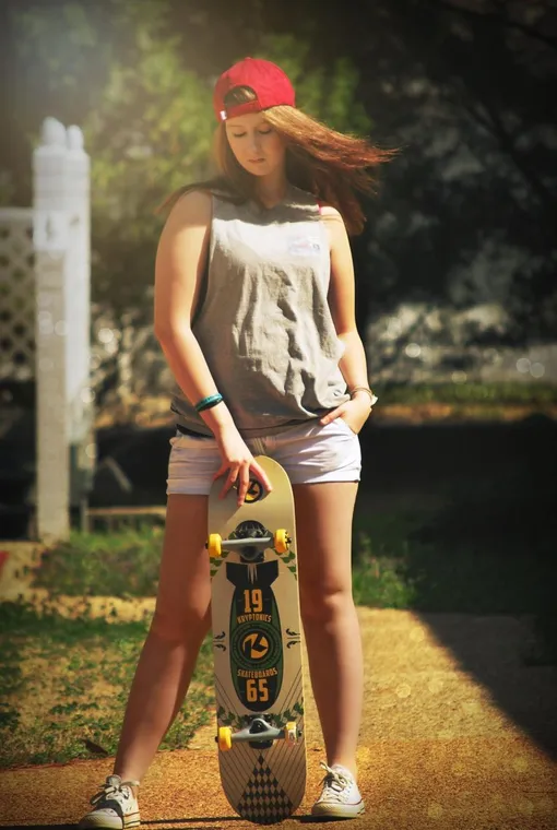 woman with a skateboard