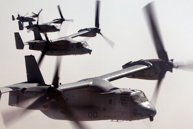 Конвертопланы V-22 вывели на «слоновью прогулку» Конвертопланы V-22 вывели на «слоновью прогулку»