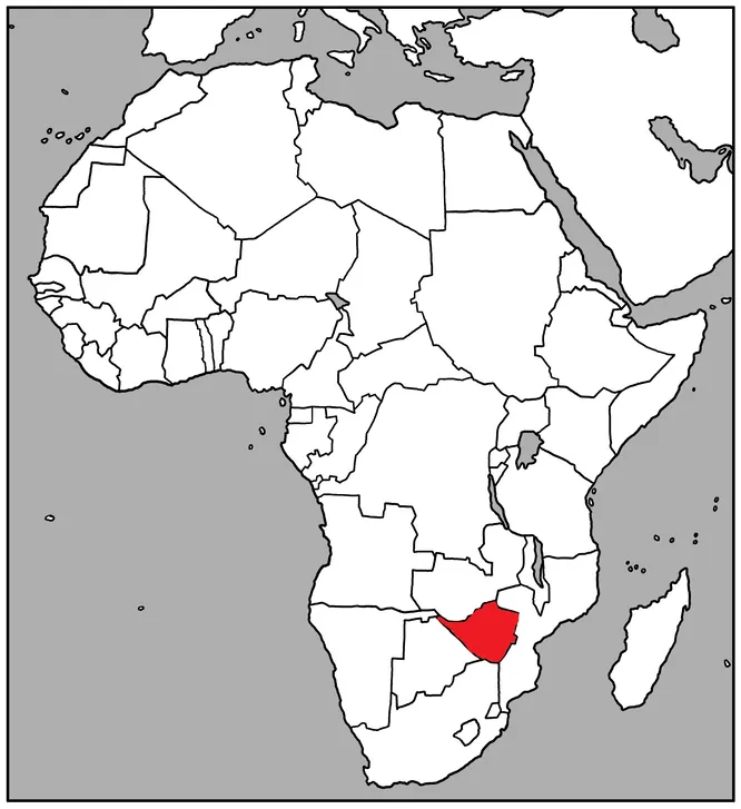 Какая африканская страна выделена красным на контурной карте?