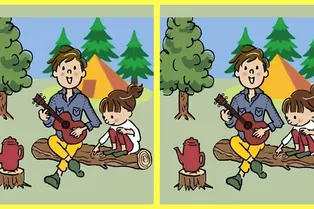 Семейный поход: найдите 3 отличия между рисунками за 22 секунды Семейный поход: найдите 3 отличия между рисунками за 22 секунды